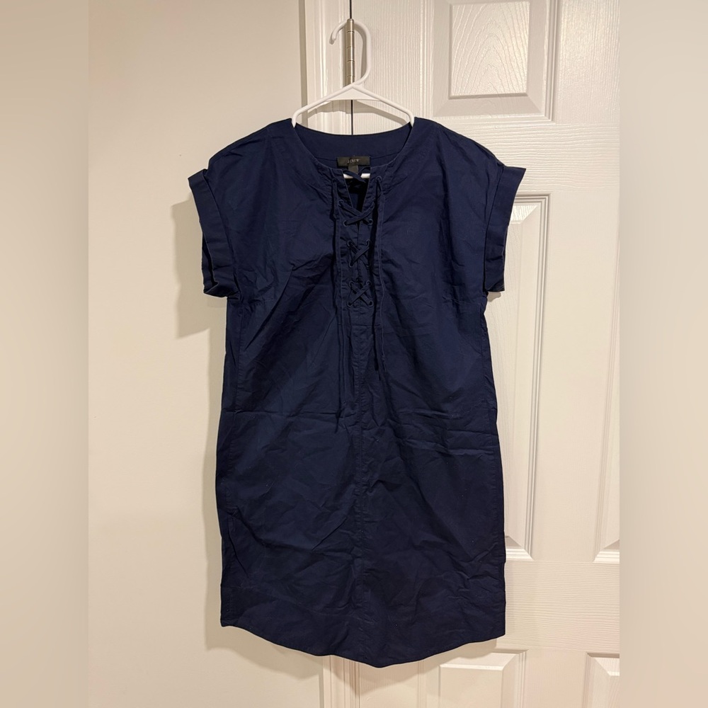 100% cotton J. Crew Navy Lace-Up Dress